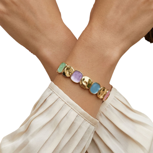 Abru Classic Pastel Stone Gold-Tone Bracelet