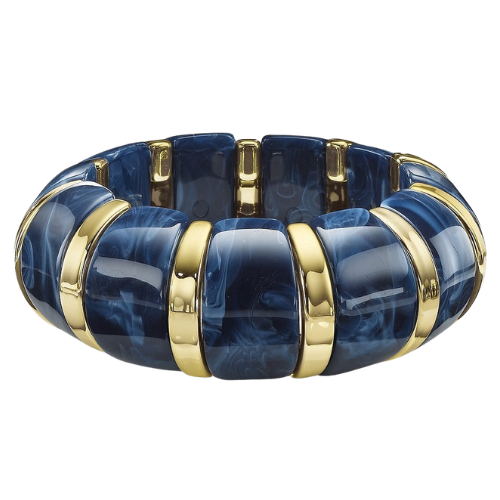 Abru Classic Blue Resin Gold-Tone Stretch Bracelet for Women