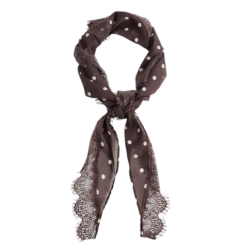 Abru Classic Polka Dot Lace Trim Scarf for Women
